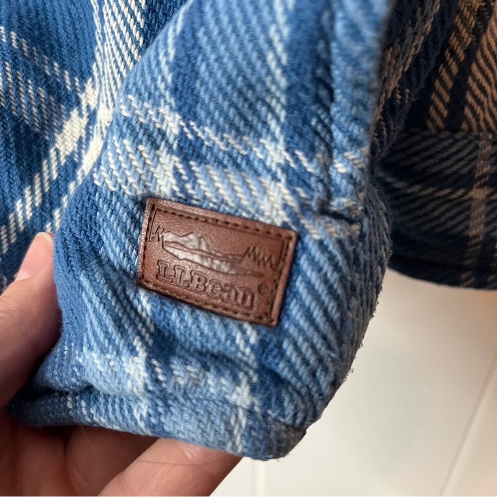 L.L. Bean Blue and White Plaid Button-Up Shirt Jacket Size XXXL - Picture 5 of 9